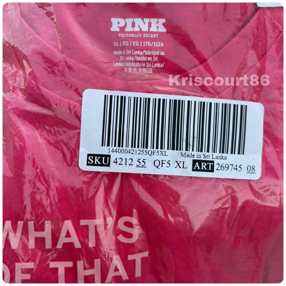 VS PINK Rhinestone Double Hearts Cotton Tee XL NEW WITH TAGS - Picture 5 of 11